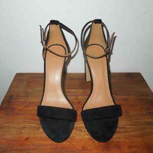 J. Crew Black Suede Block Heel Ankle Strap Shoes 8